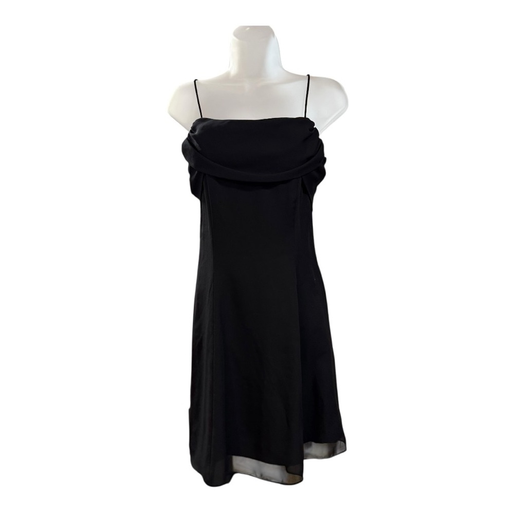 Betsy & Adam Black Spaghetti Strap Chiffon‎ Dress Y2K Cocktail Coquette